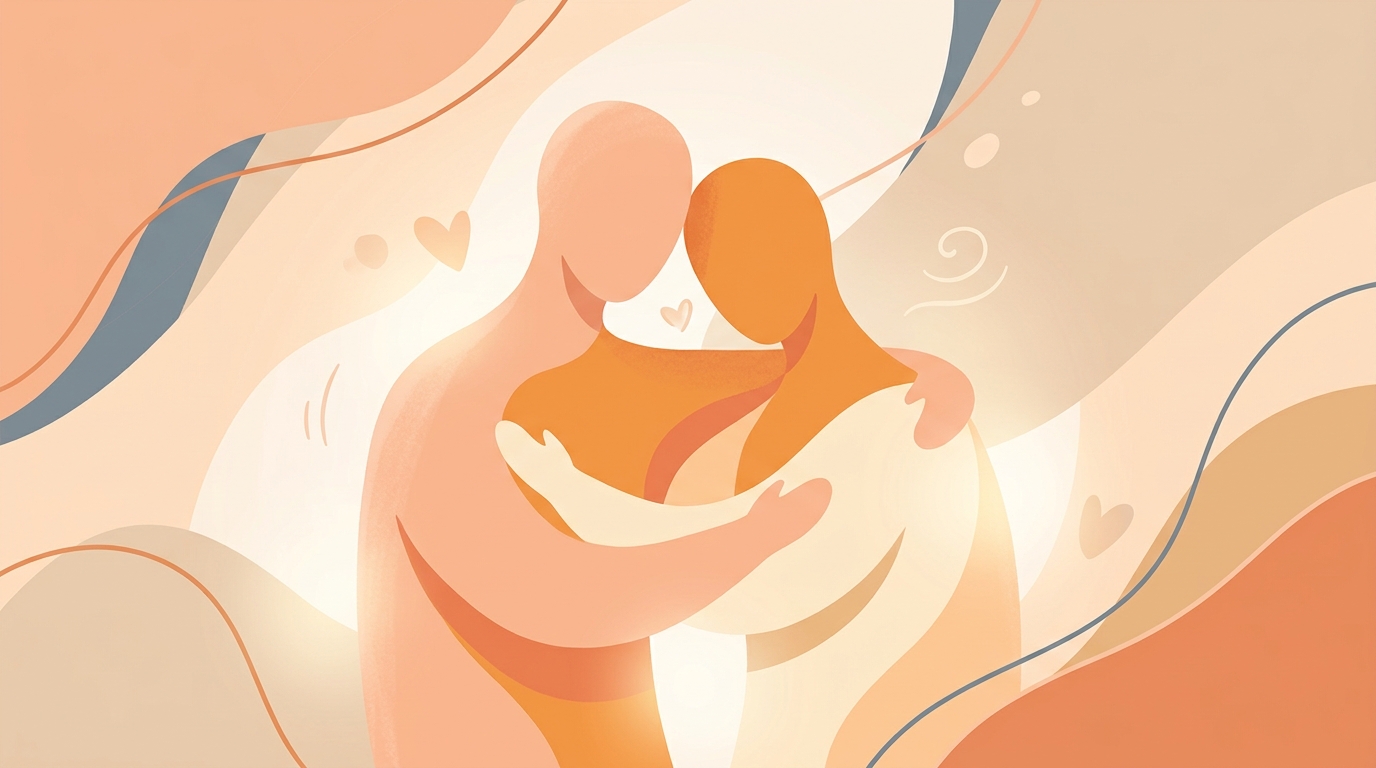 Couple embracing gently without sexual intent, showing warmth and comfort in non-sexual touch
