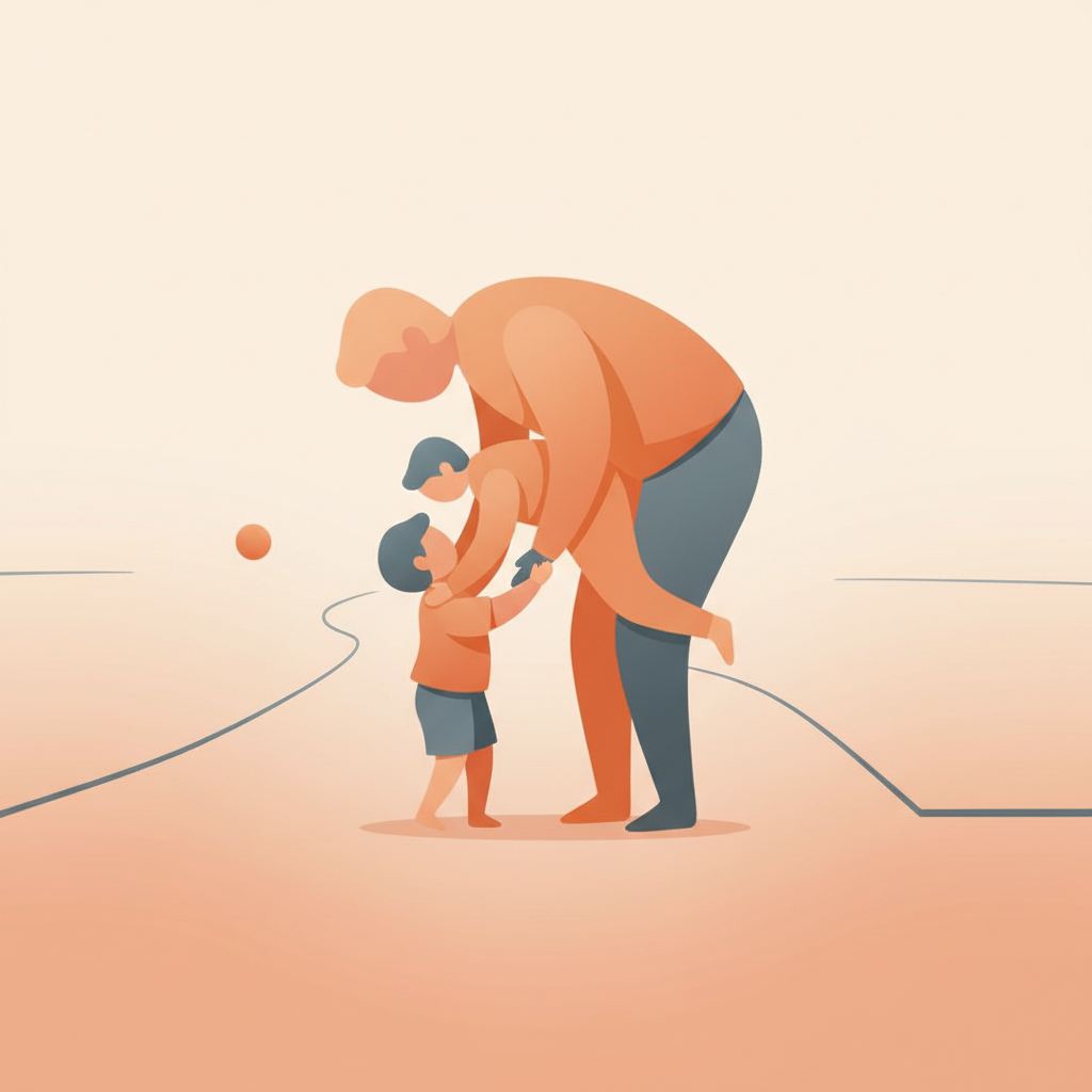 Illustration of a child carrying the emotional weight of their parents